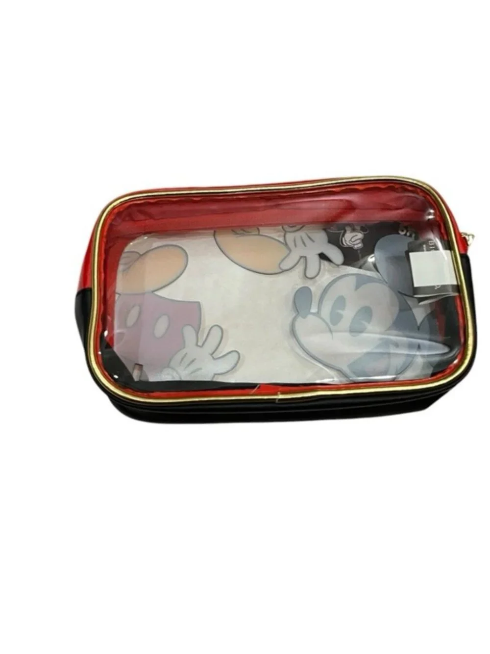 Disney Mickey Mouse Clear Cosmetic Case Makeup Bag Travel Bioworld NWT